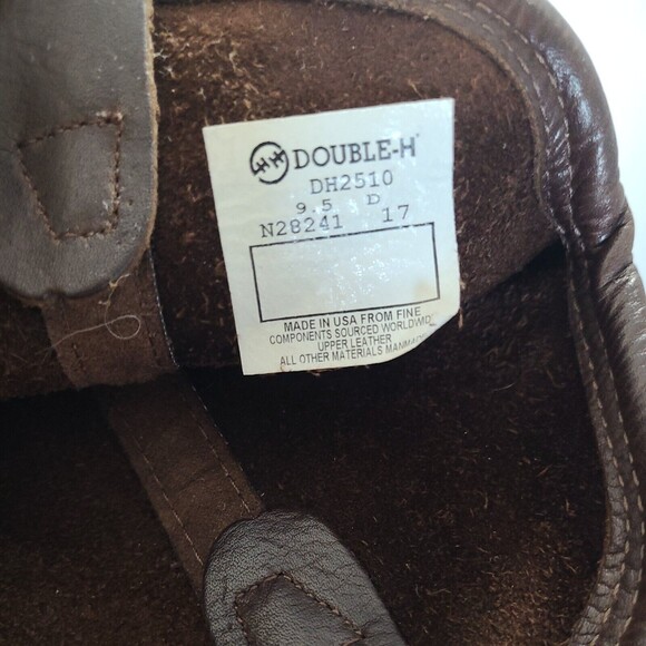 Double H Round Toe Harness Leather Boot DH2510 Sz 9.5 D Chocolate Brown - Picture 9 of 9